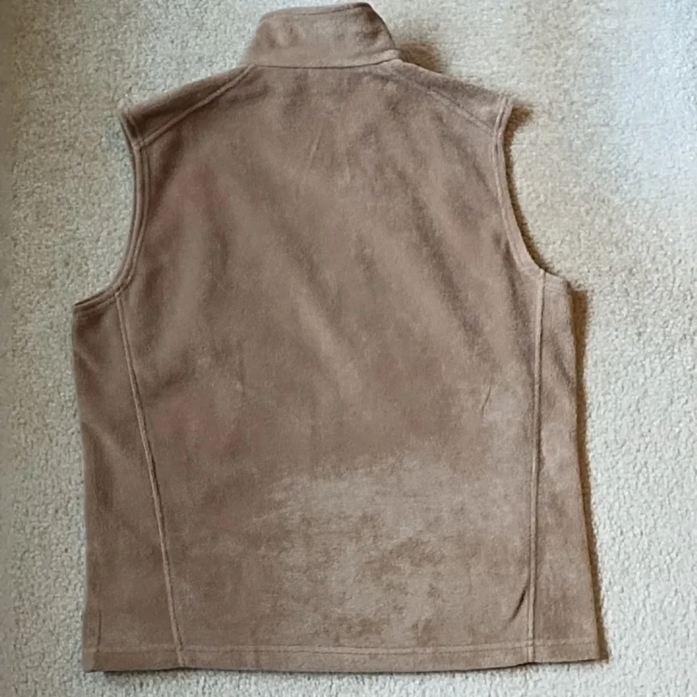 Columbia Fleece Vest Men's Size Medium Spring Warm Pockets Light Brown Tan Fawn - Picture 4 of 7